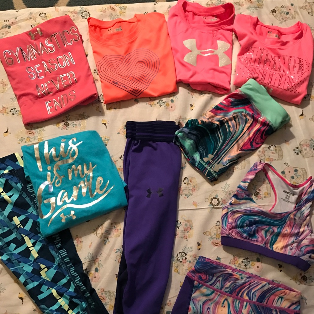 Girls size 6 and 6x Nike and under armour
